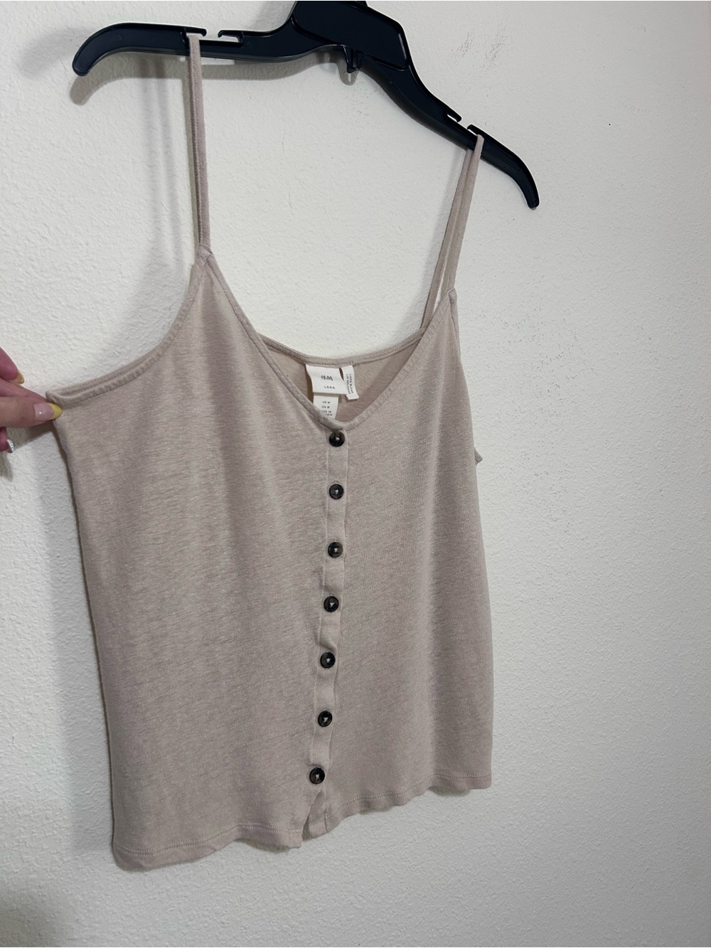 H&M L.O.G.G. Women’s Linen Blend Button-Front Cami Tank Top - Picture 4 of 7